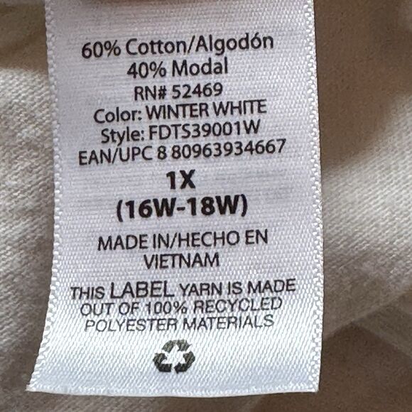 Terra & Sky | Women’s White Basic Plus Sized 3/4 Sleeve Shirt | 1X - Picture 10 of 11